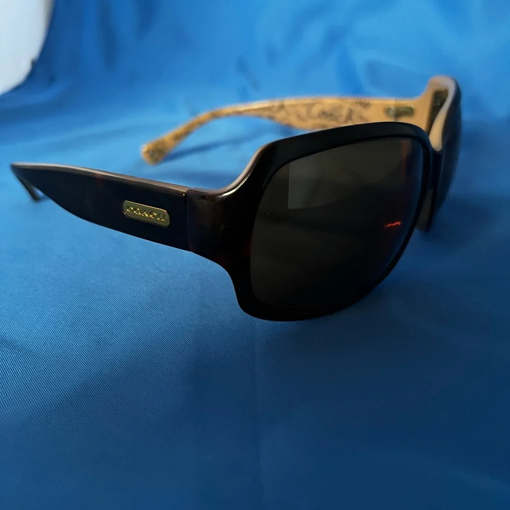 Coach Black Sunglasses with Gold Detail - Picture 3 of 8